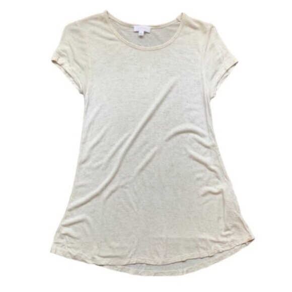 Aritzia Wilfred T-shirt Heathered Short Sleeve Linen blend Crew neck Cream XXS - Picture 2 of 12